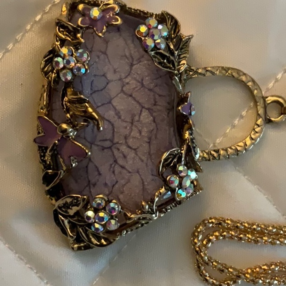 Betsy Johnson unique pocket book necklace